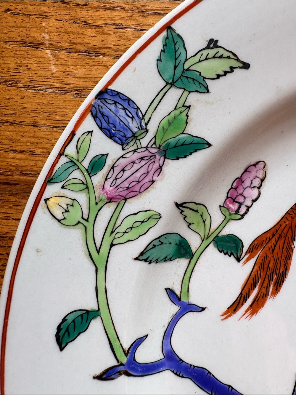 Vintage Hand-Painted tobacco Leaf Floral Ceramic Wall Plate- 10.5” - Picture 11 of 12